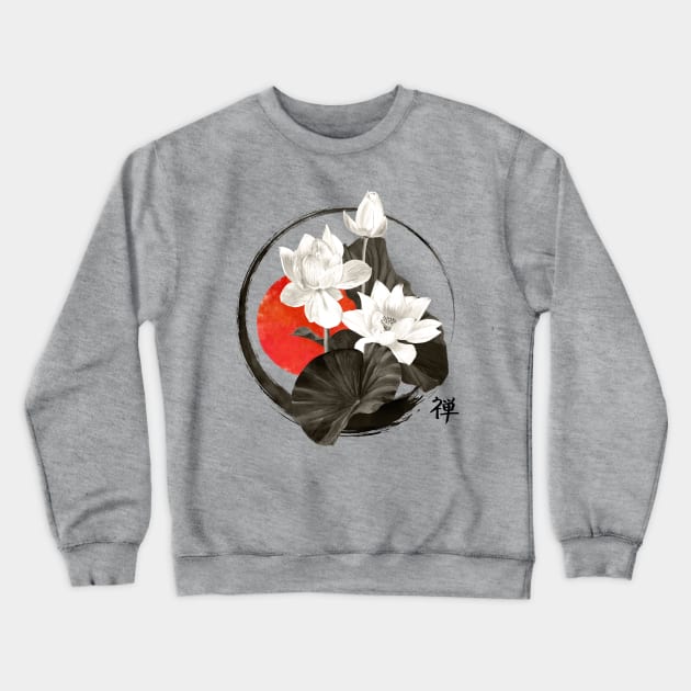 White Lotus Enso Zen Circle Crewneck Sweatshirt by Nartissima